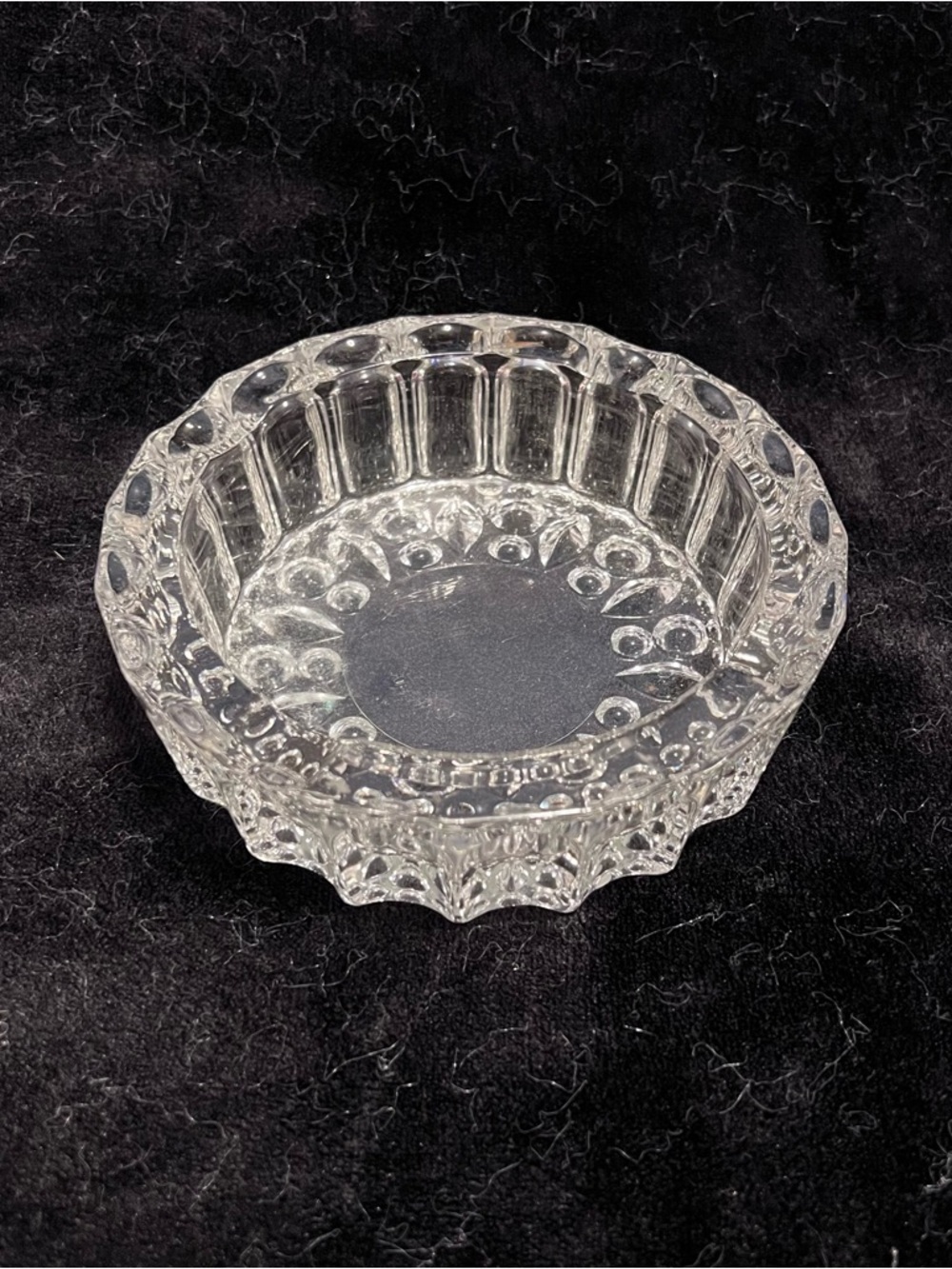 Vintage KIG INDONESIA Crystal Ashtray Cigar Cigarette Heavy Cut Glass 5.5x1.5”